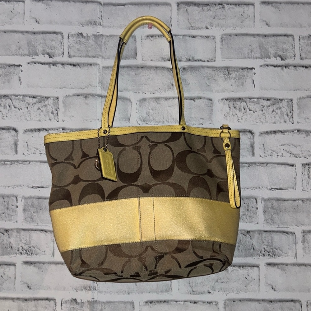 Coach bag with yellow lining